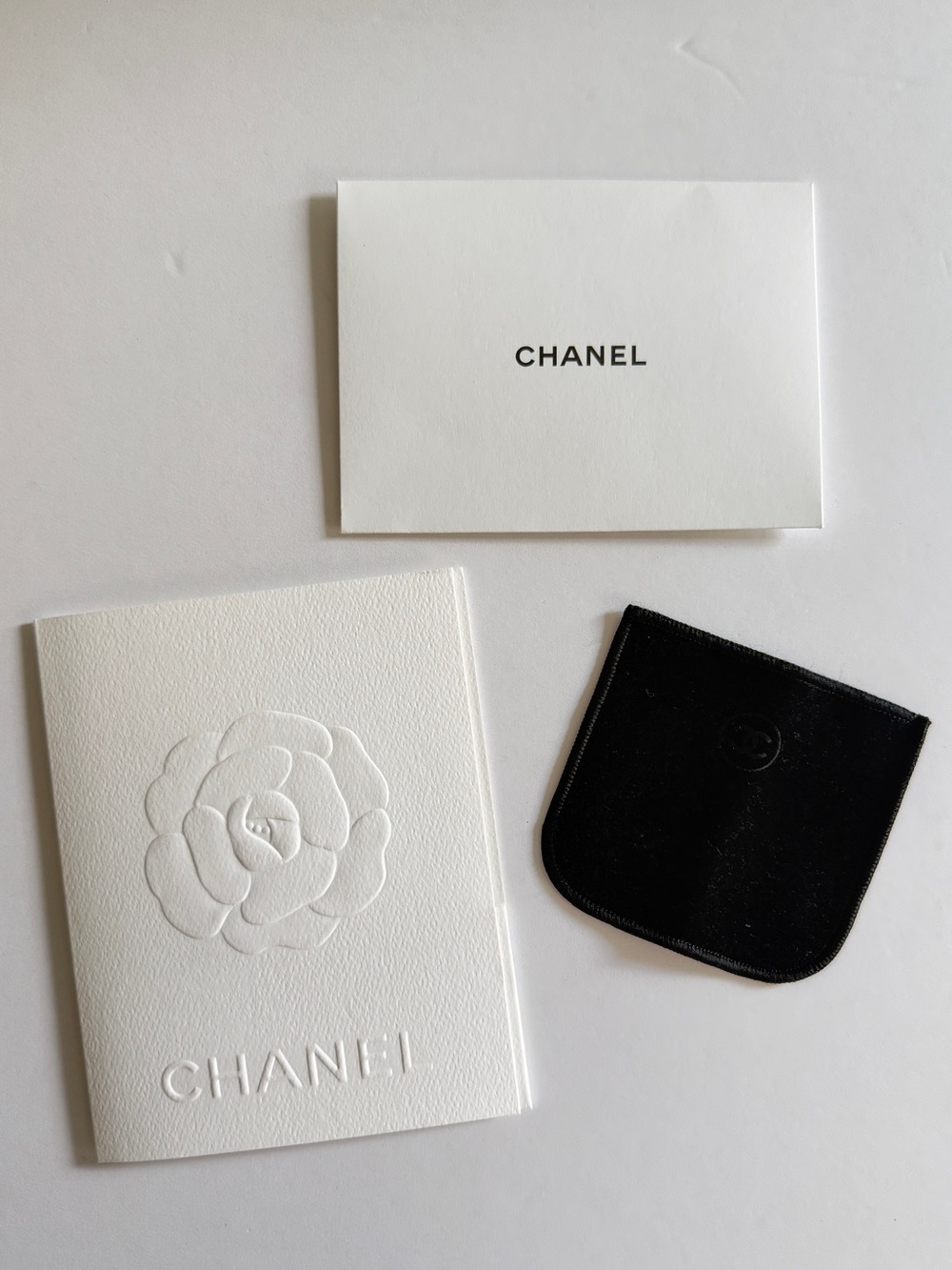 CHANEL Receipt Holder, Blank Card & Envelope, and Compact Mirror Case Only